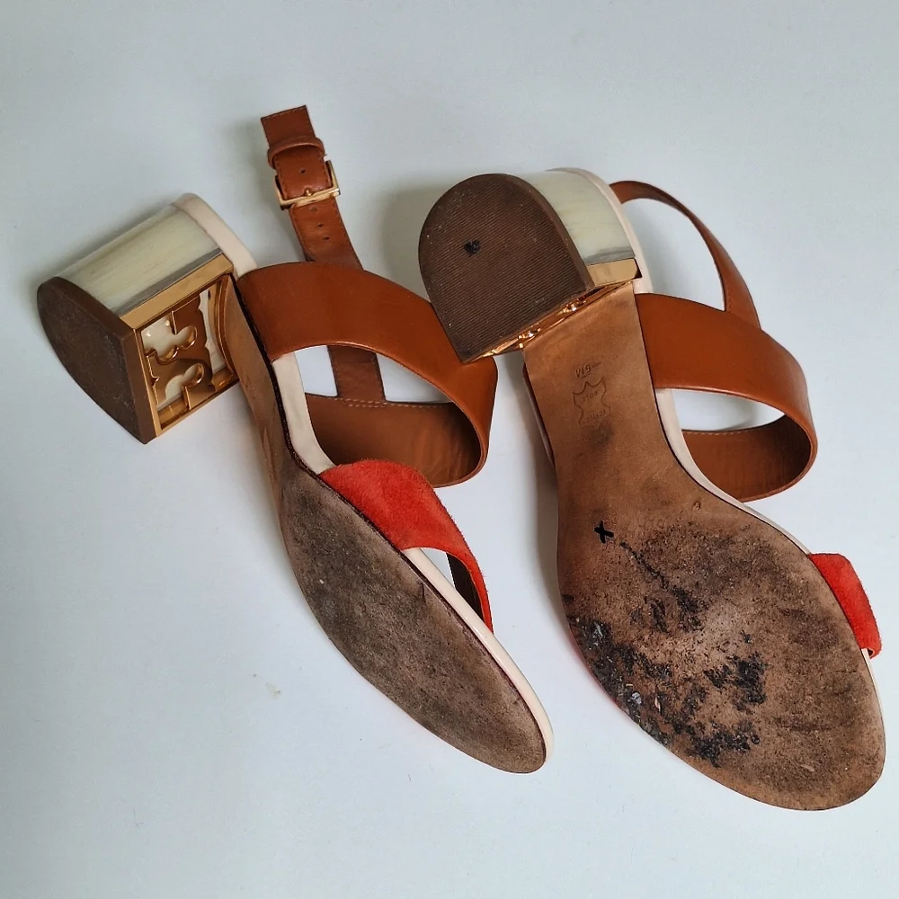 Tory Burch Summer Block Heels | Suede and Leather | Size 5 - Picture 11 of 11
